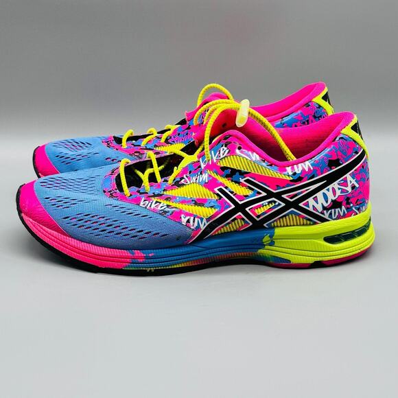ASICS Shoes Womens 8 Blue Pink Yellow Neon Gel Noosa Tri 10 Athletic Sneakers - Picture 5 of 11